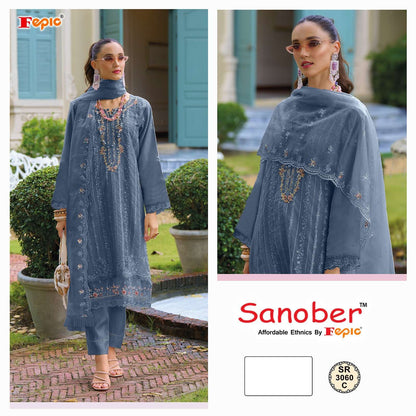 Sr 3060 Sanober Fepic Organza Pakistani Salwar Suits Wholesale