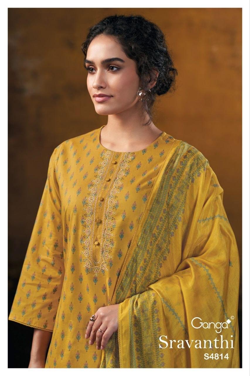 Sravanthi S4814 Ganga Cotton Plazzo Style Suits Wholesale