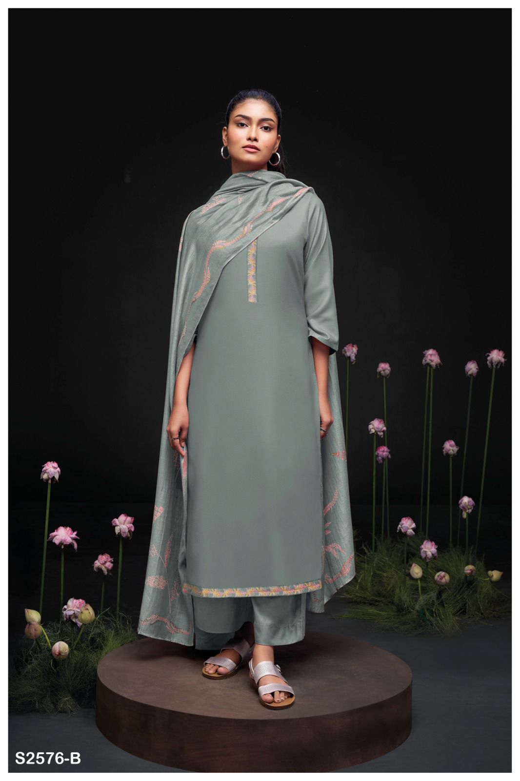 Sravya 2576 Ganga Cotton Silk Plazzo Style Suits Supplier