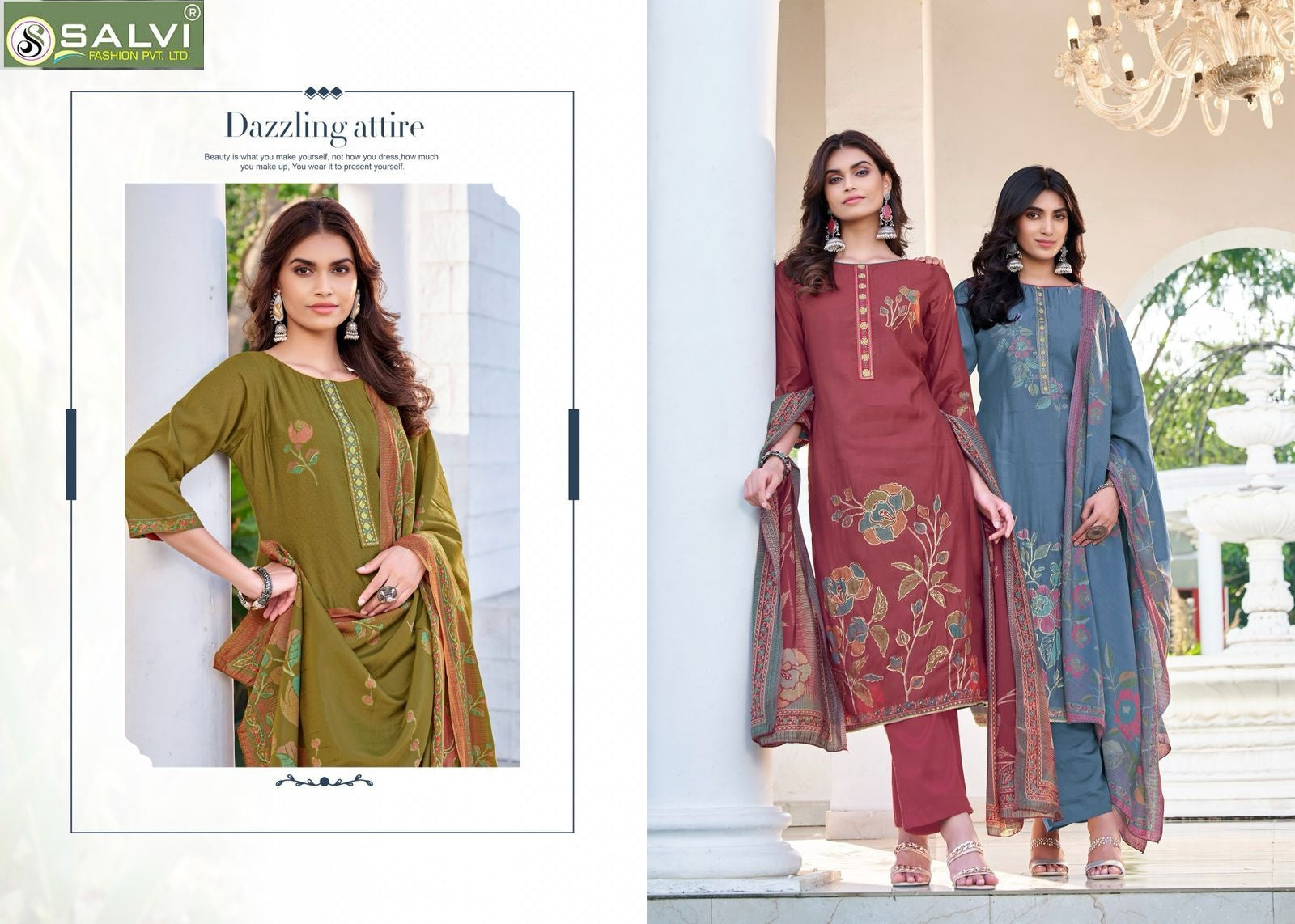 Sravya Silk Salvi Fashion Modal Silk Pant Style Suits Wholesaler