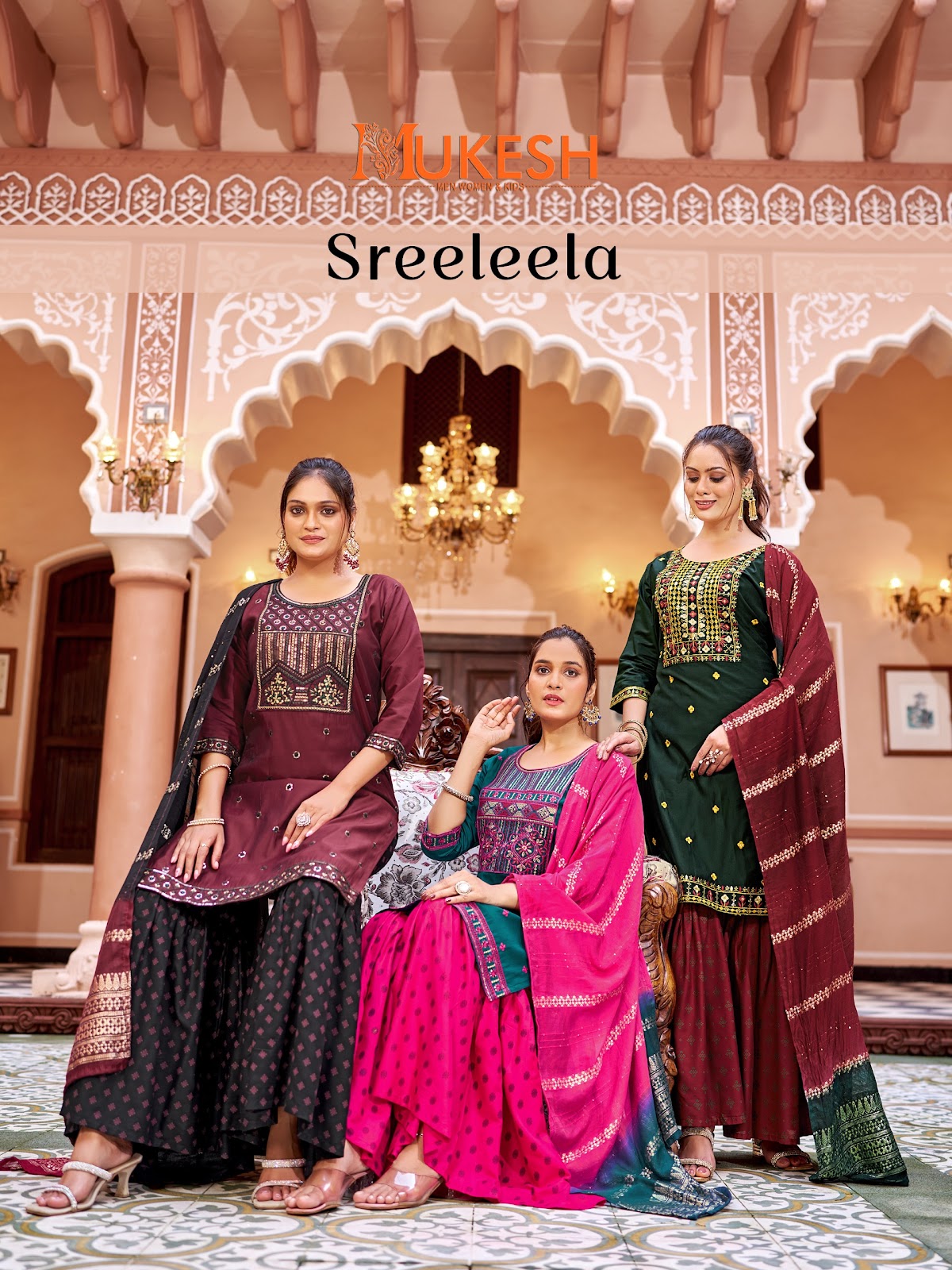 Sreeleela Mukesh Banwery Gadwal Silk Readymade Sharara Suits Exporter India