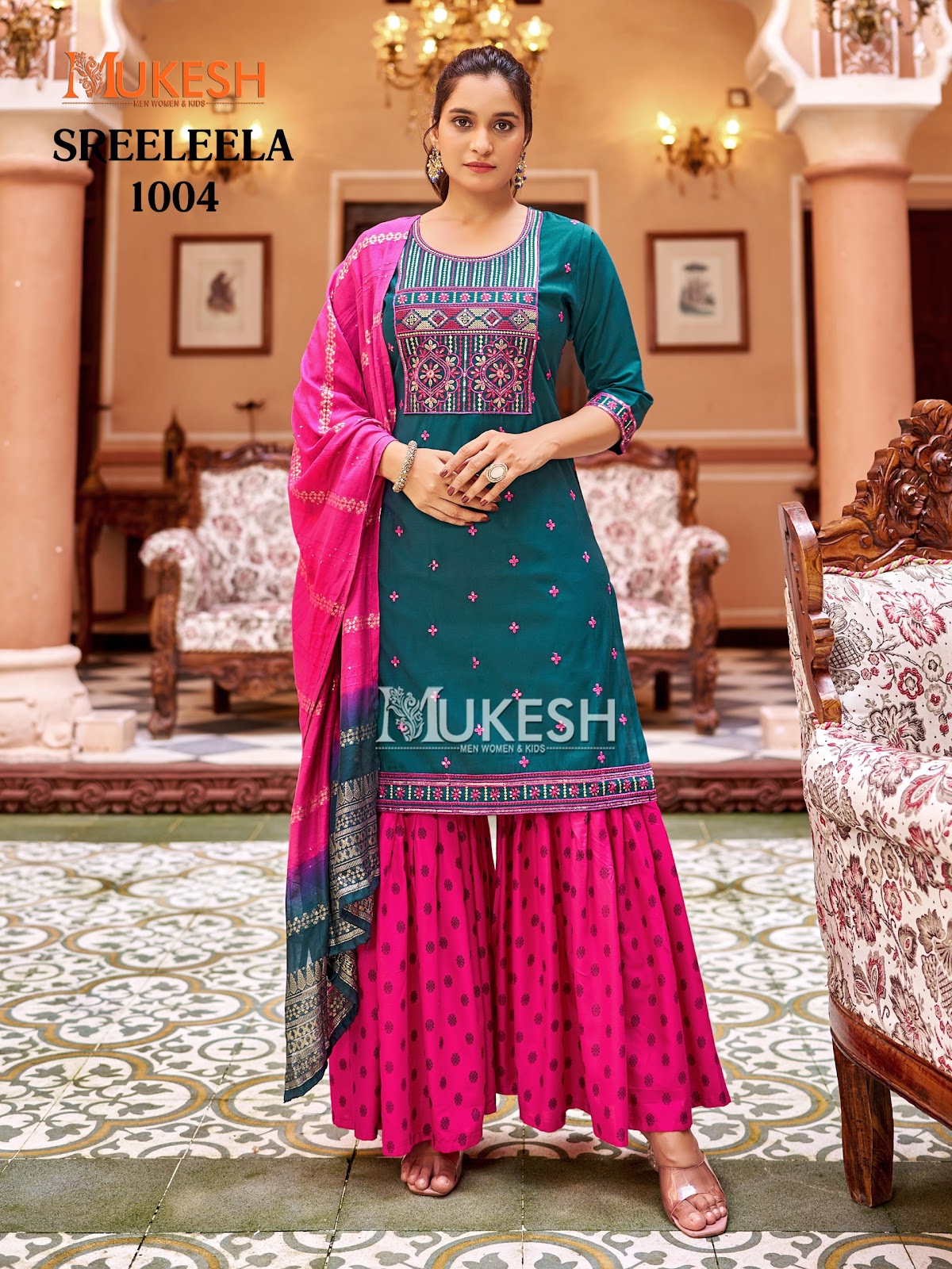 Sreeleela Mukesh Banwery Gadwal Silk Readymade Sharara Suits Exporter India