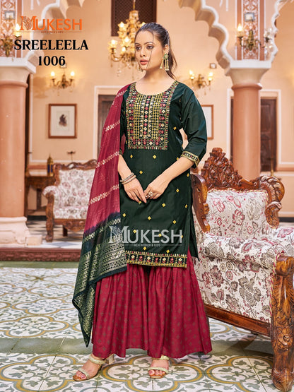 Sreeleela Mukesh Banwery Gadwal Silk Readymade Sharara Suits Exporter India
