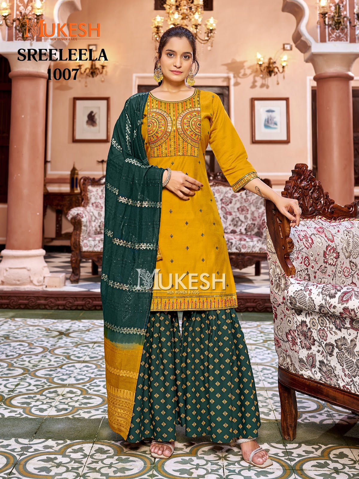 Sreeleela Mukesh Banwery Gadwal Silk Readymade Sharara Suits Exporter India