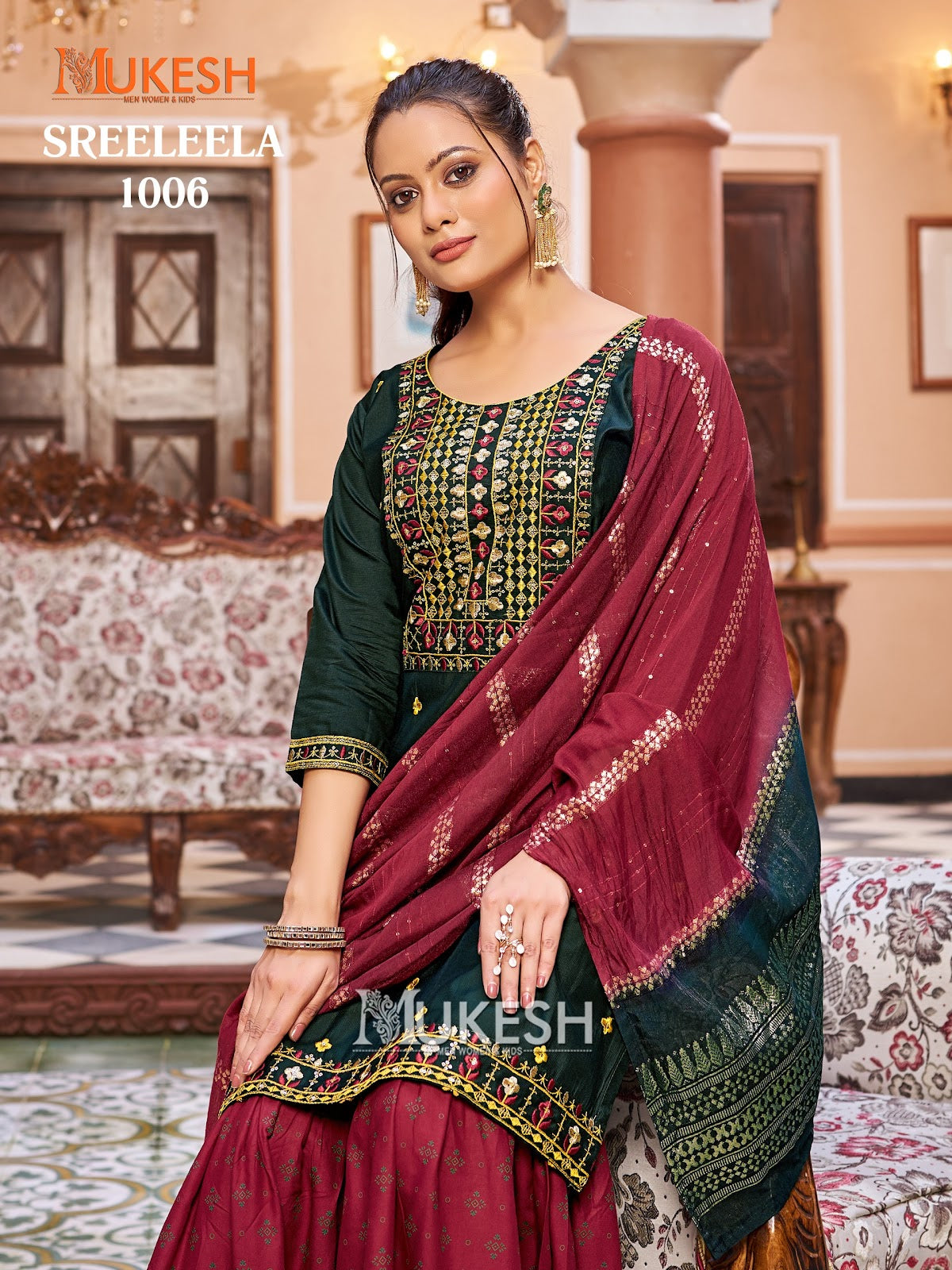 Sreeleela Mukesh Banwery Gadwal Silk Readymade Sharara Suits Exporter India