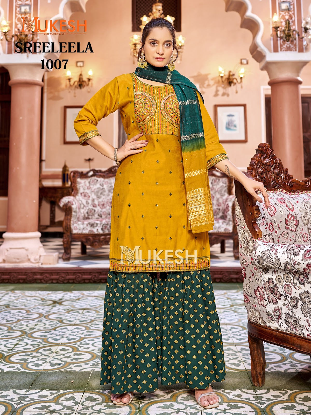 Sreeleela Mukesh Banwery Gadwal Silk Readymade Sharara Suits Exporter India