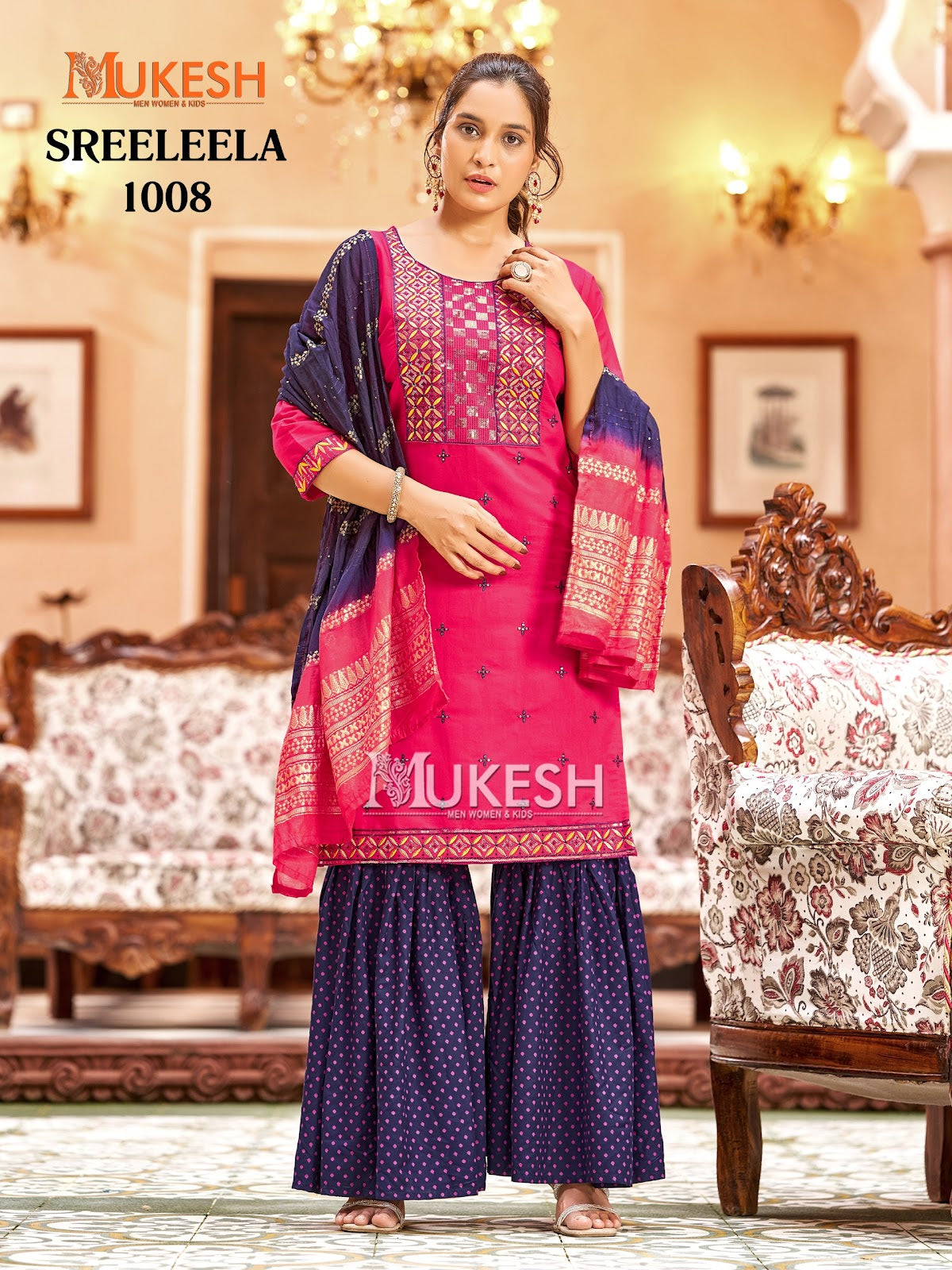 Sreeleela Mukesh Banwery Gadwal Silk Readymade Sharara Suits Exporter India