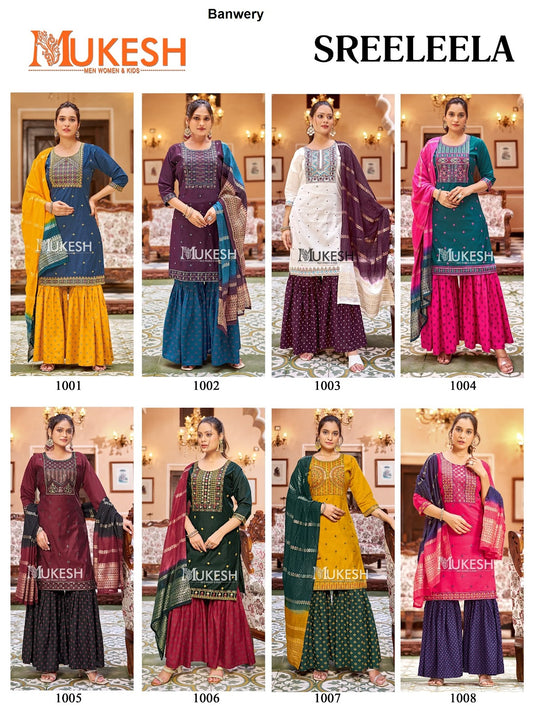 Sreeleela Mukesh Banwery Gadwal Silk Readymade Sharara Suits Exporter India