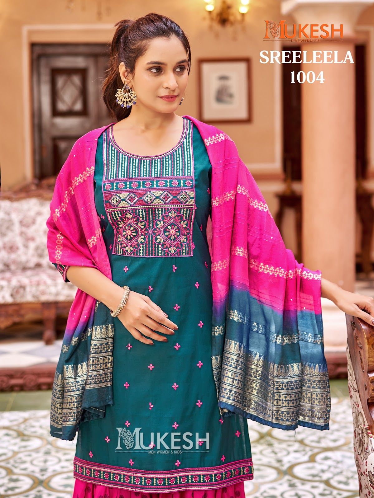 Sreeleela Mukesh Banwery Gadwal Silk Readymade Sharara Suits Exporter India