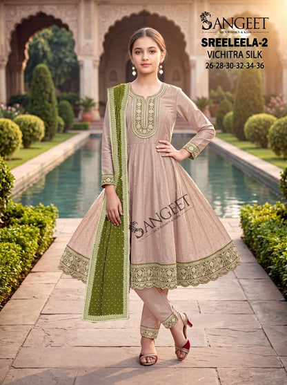 Sreeleela 2 Sangeet Vichitra Girls Readymade Anarkali Suits Supplier Gujarat