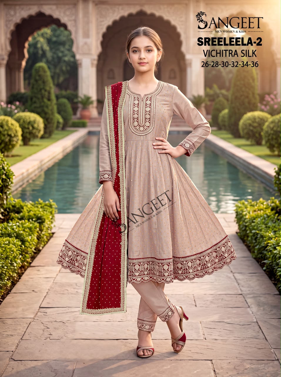 Sreeleela 2 Sangeet Vichitra Girls Readymade Anarkali Suits Supplier Gujarat