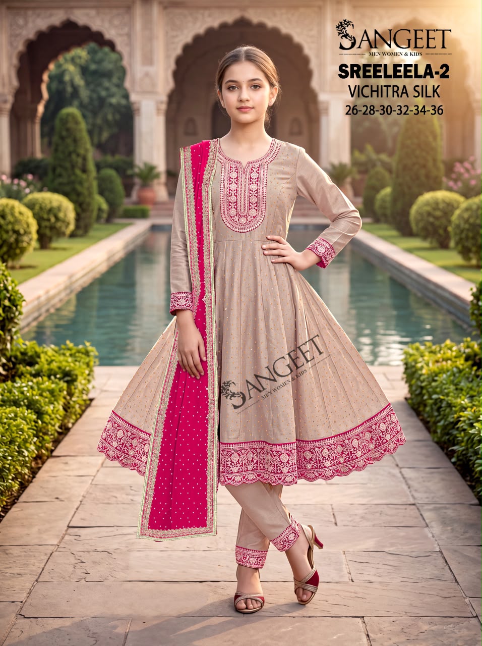 Sreeleela 2 Sangeet Vichitra Girls Readymade Anarkali Suits Supplier Gujarat