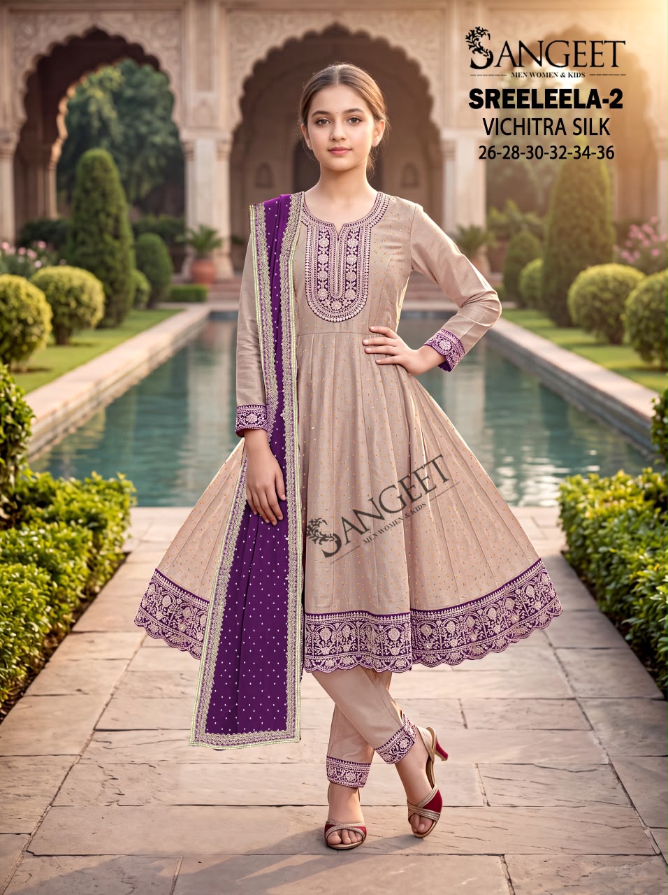 Sreeleela 2 Sangeet Vichitra Girls Readymade Anarkali Suits Supplier Gujarat