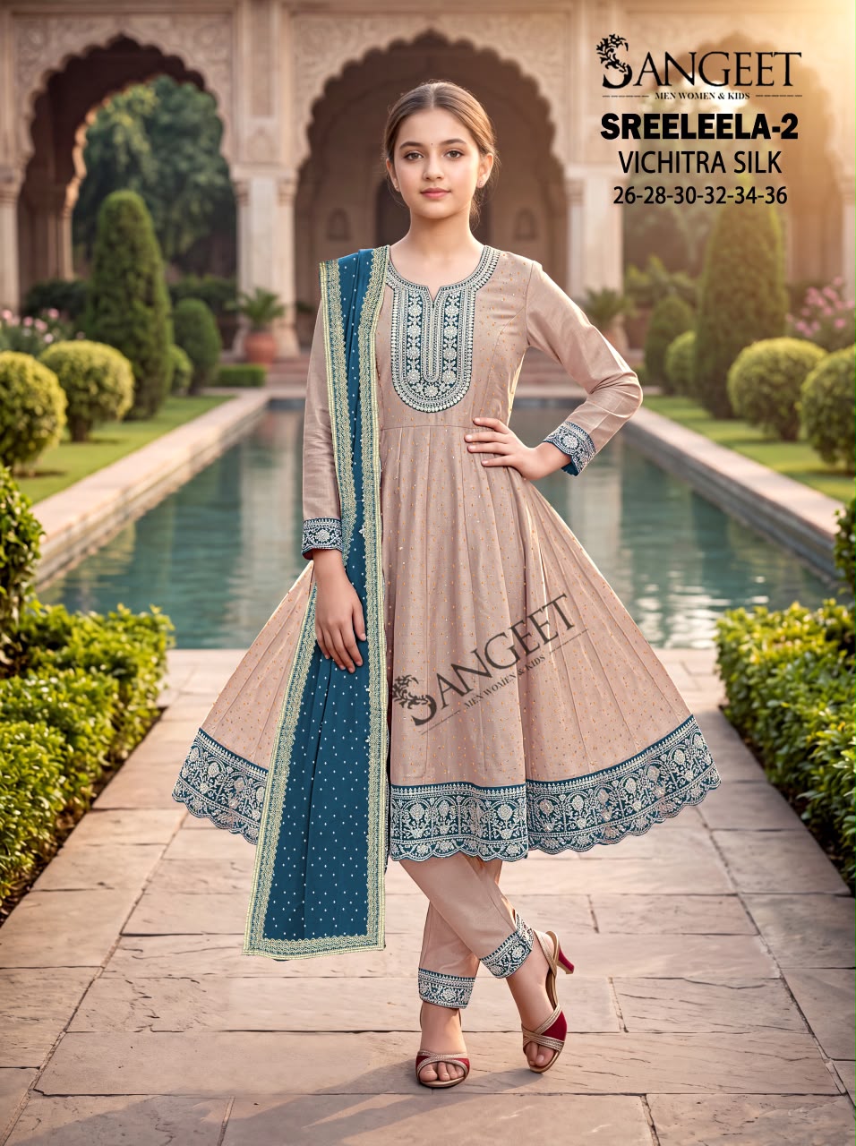 Sreeleela 2 Sangeet Vichitra Girls Readymade Anarkali Suits Supplier Gujarat