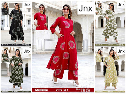 Sreeleela Jnx Rayon Kurti Plazzo Set Manufacturer