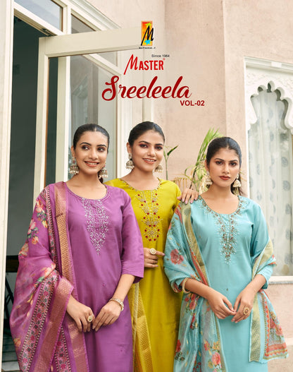 Sreeleela Vol 2 Master Roman Silk Readymade Pant Style Suits Manufacturer Ahmedabad