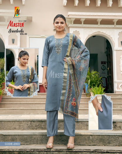 Sreeleela Vol 2 Master Roman Silk Readymade Pant Style Suits Manufacturer Ahmedabad