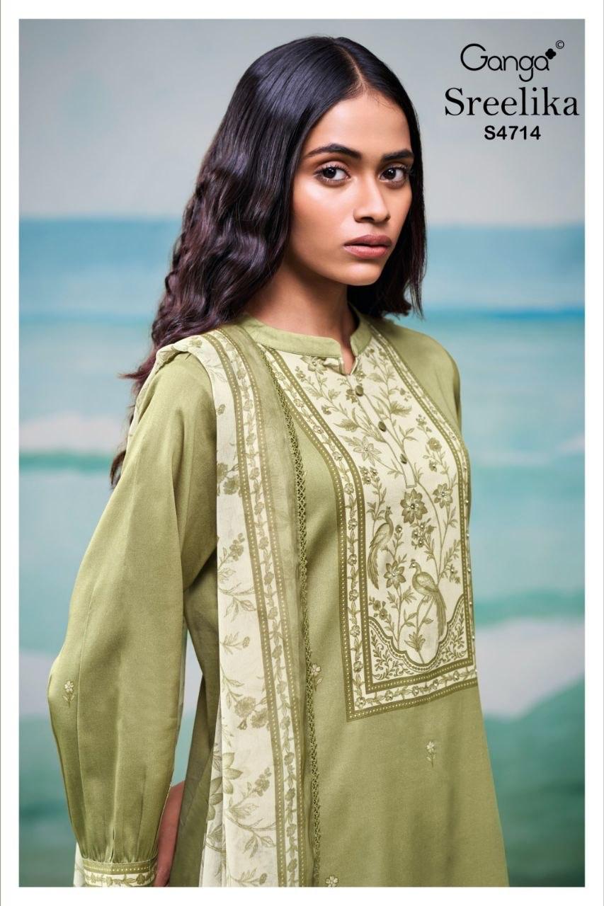 Sreelika 4714 Ganga Cotton Pant Style Suits Supplier Ahmedabad