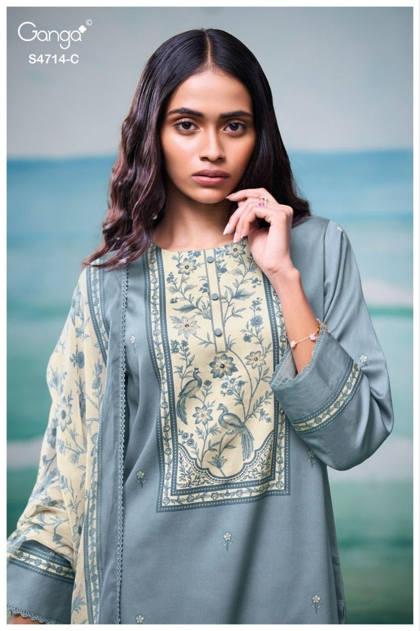 Sreelika 4714 Ganga Cotton Pant Style Suits Supplier Ahmedabad