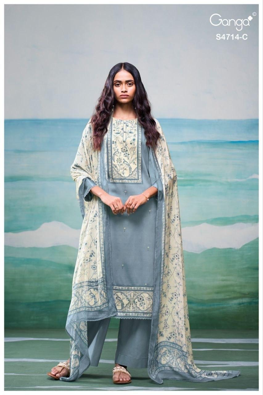 Sreelika 4714 Ganga Cotton Pant Style Suits Supplier Ahmedabad