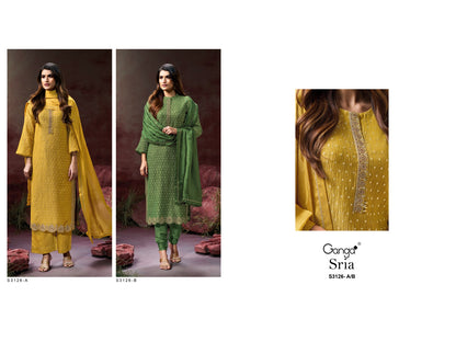 Sria 3126 Ganga Wrinkle Plazzo Style Suits Wholesale