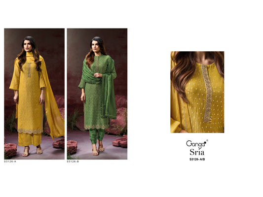Sria 3126 Ganga Wrinkle Plazzo Style Suits Wholesale