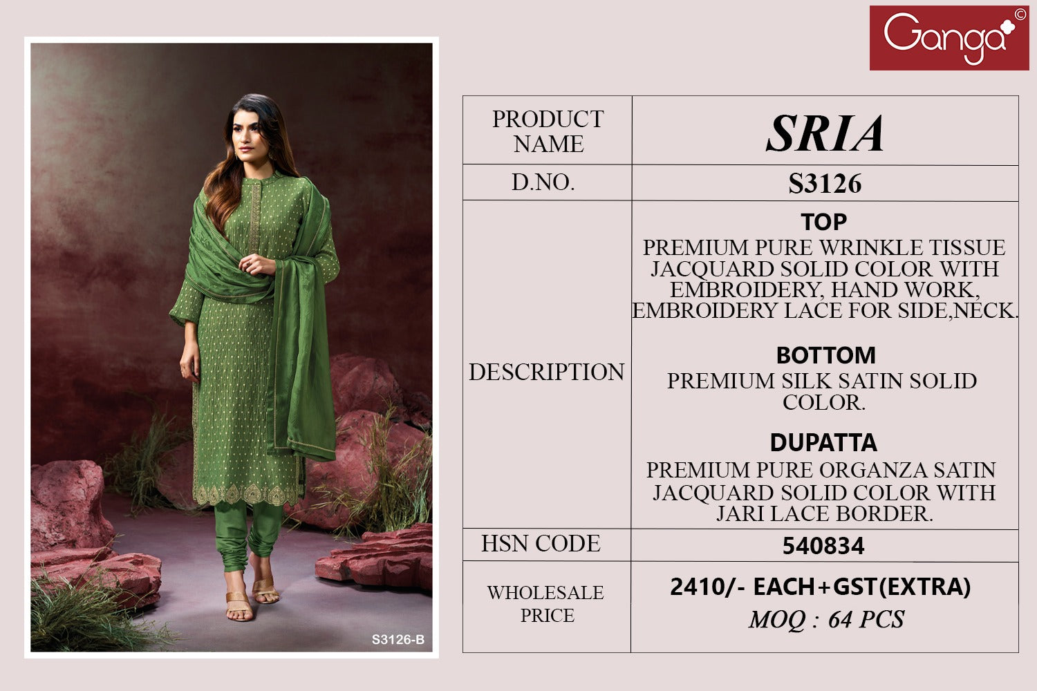 Sria 3126 Ganga Wrinkle Plazzo Style Suits Wholesale