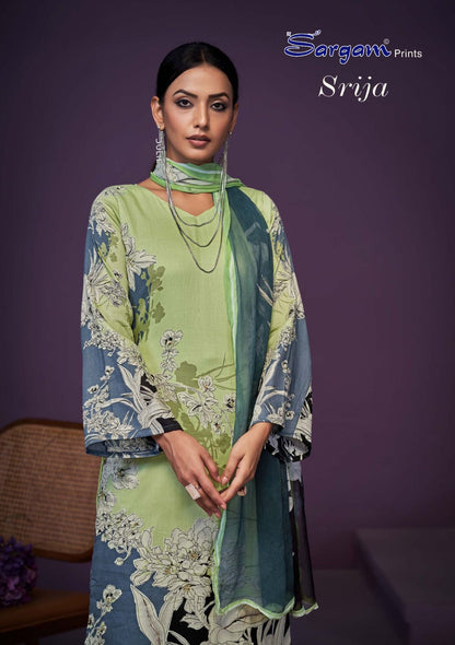 Srija Sargam Prints Cotton Pant Style Suits Wholesaler Ahmedabad