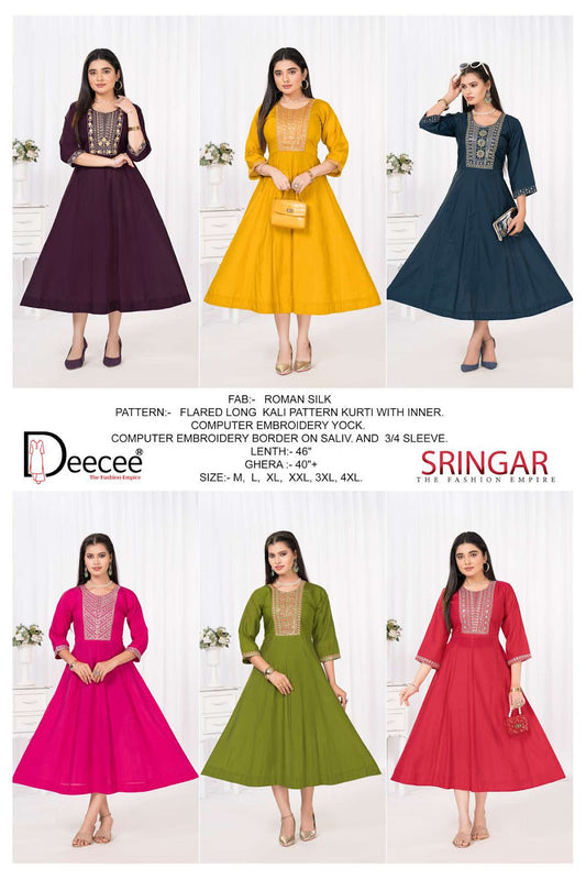 Sringar Deecee Roman Silk Anarkali Kurtis Wholesale