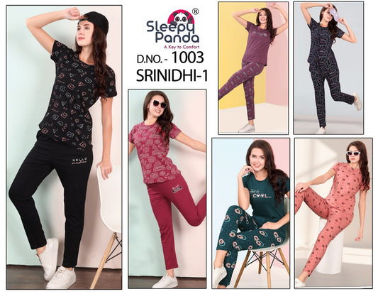 Srinidhi 1 Sleepy Panda Hosiery Cotton Pyjama Night Suits Exporter Ahmedabad