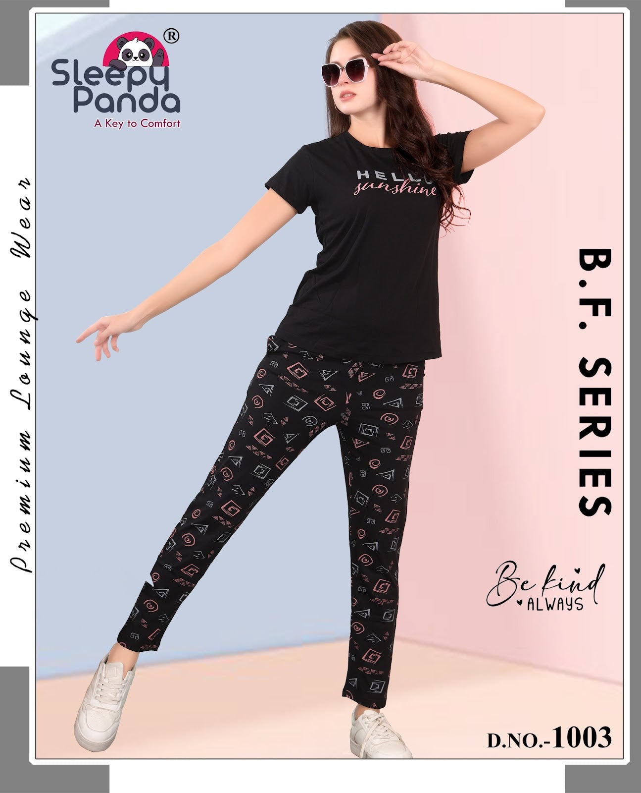 Srinidhi 2 Sleepy Panda Hosiery Cotton Pyjama Night Suits Wholesale Price
