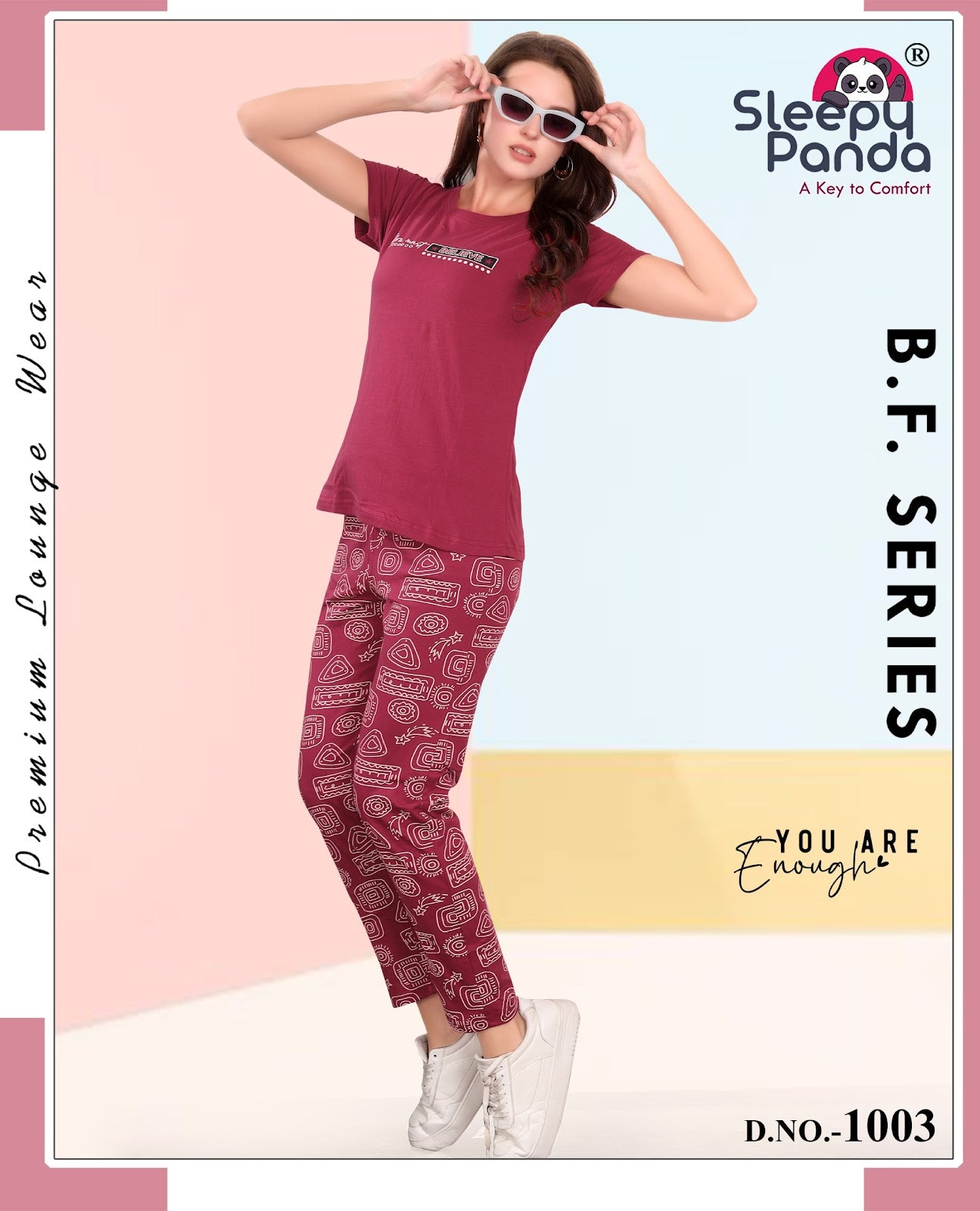 Srinidhi 2 Sleepy Panda Hosiery Cotton Pyjama Night Suits Wholesale Price