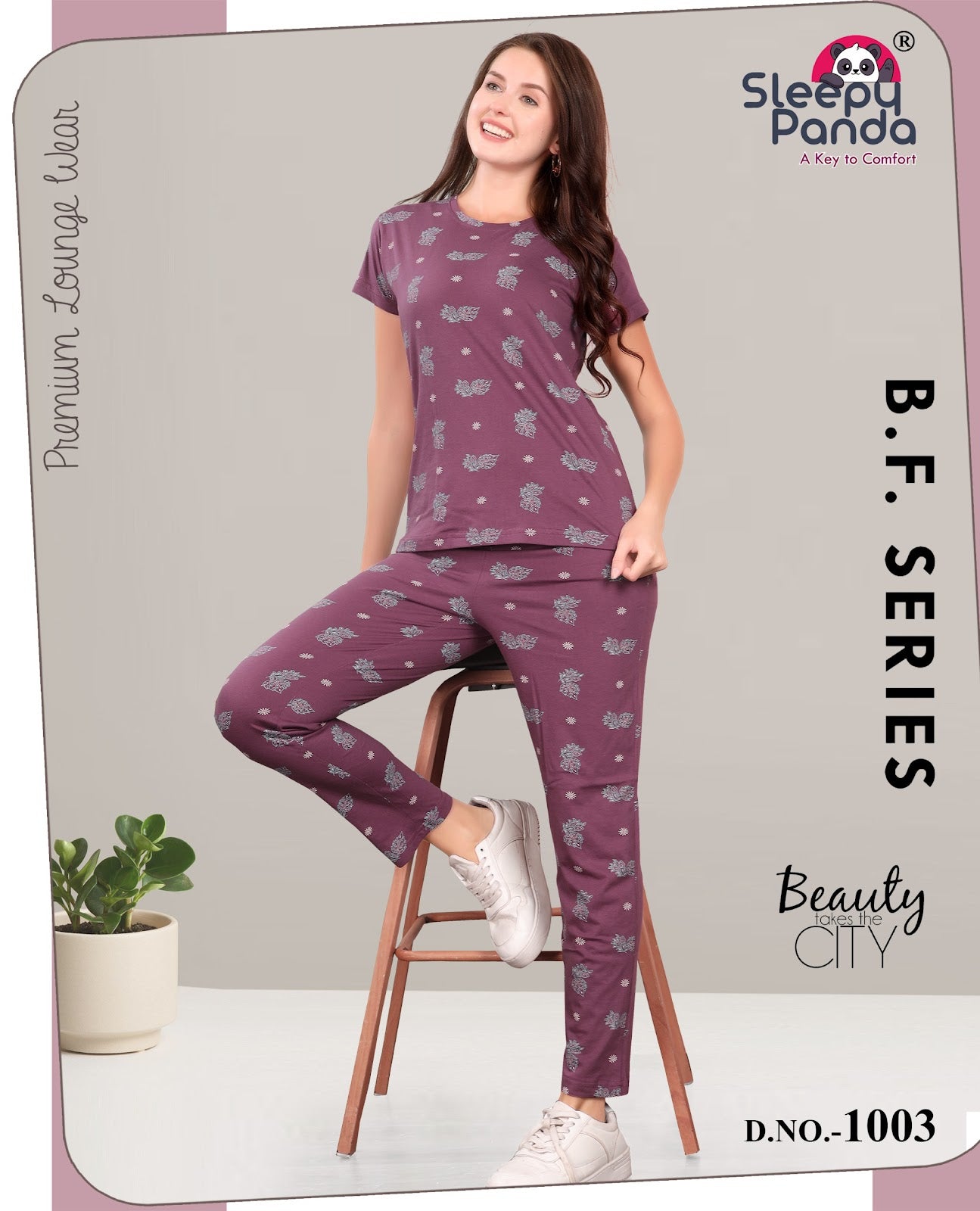 Srinidhi 2 Sleepy Panda Hosiery Cotton Pyjama Night Suits Wholesale Price