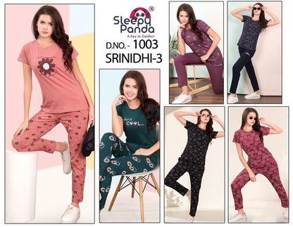 Srinidhi 3 Sleepy Panda Hosiery Cotton Pyjama Night Suits Manufacturer Gujarat