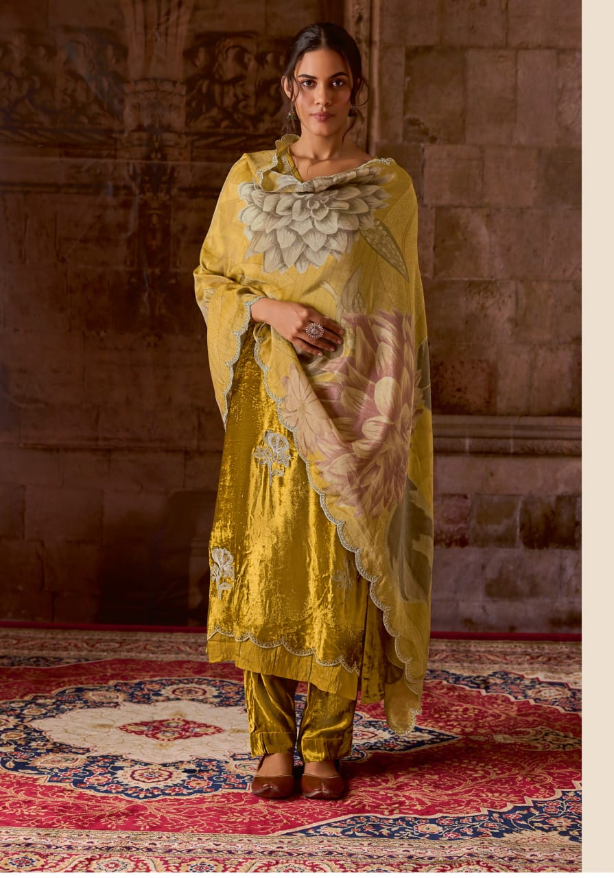 Srinika Sahiba Pure Viscose Velvet Suits Wholesale Price