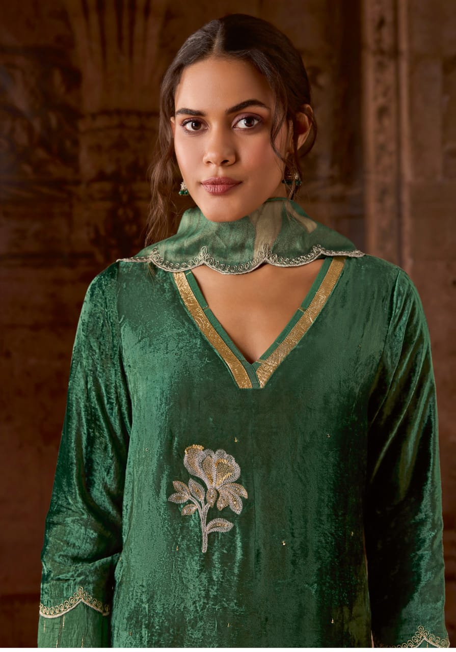 Srinika Sahiba Pure Viscose Velvet Suits Wholesale Price