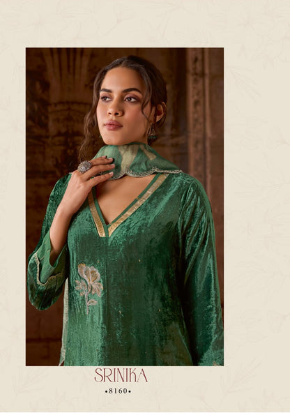 Srinika Sahiba Pure Viscose Velvet Suits Wholesale Price