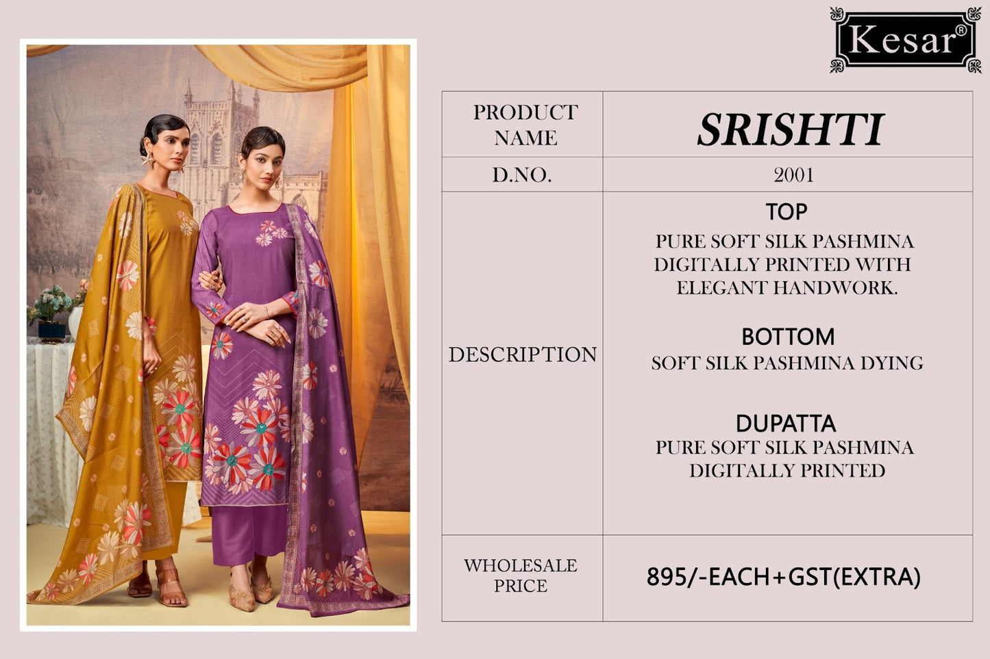 Srishti Kesar Soft Silk Pashmina Suits Exporter Gujarat