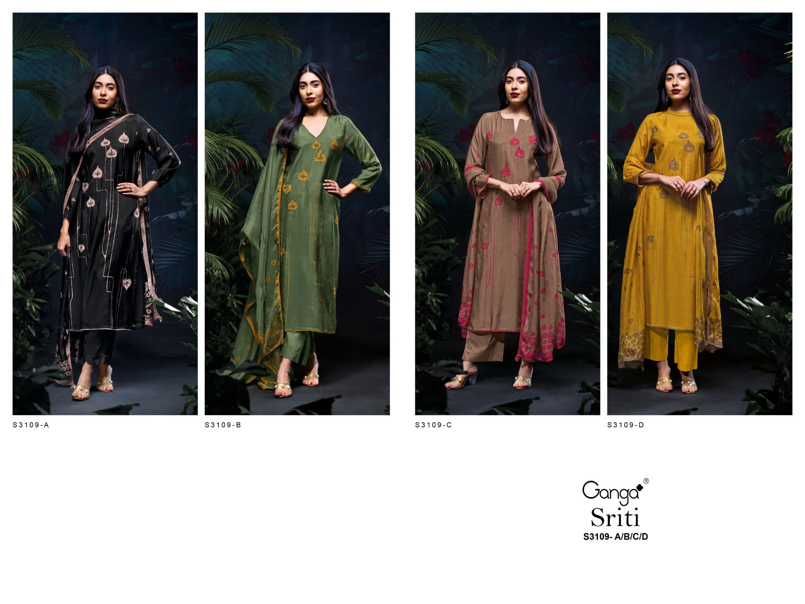Sriti 3109 Ganga Premium Bemberg Plazzo Style Suits Wholesaler