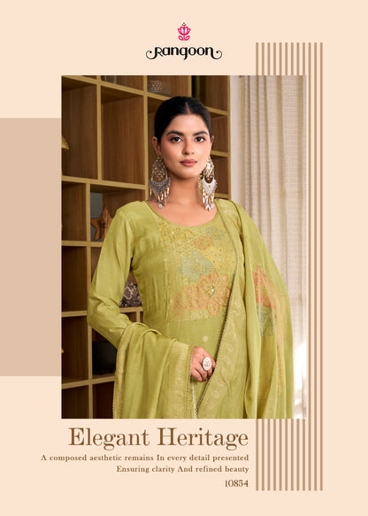 Srivali Rangoon Muslin Jacquard Readymade Pant Style Suits Wholesaler India