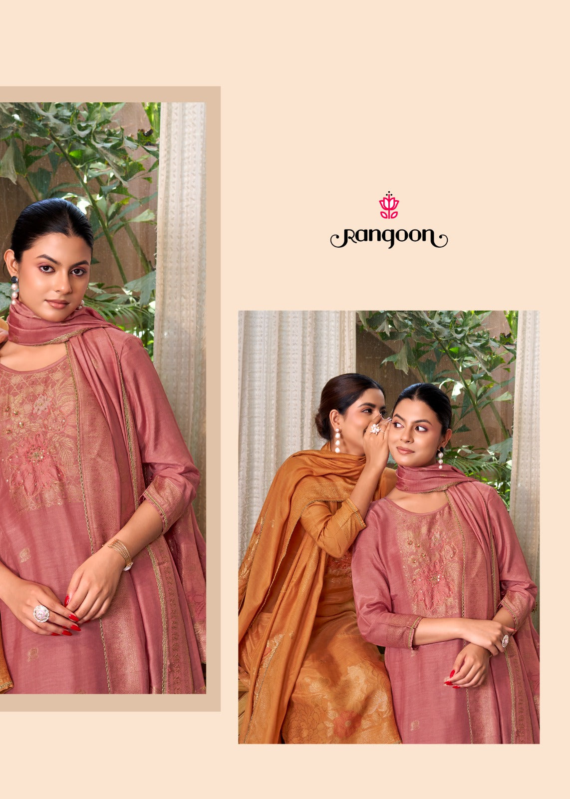 Srivali Rangoon Muslin Jacquard Readymade Pant Style Suits Wholesaler India