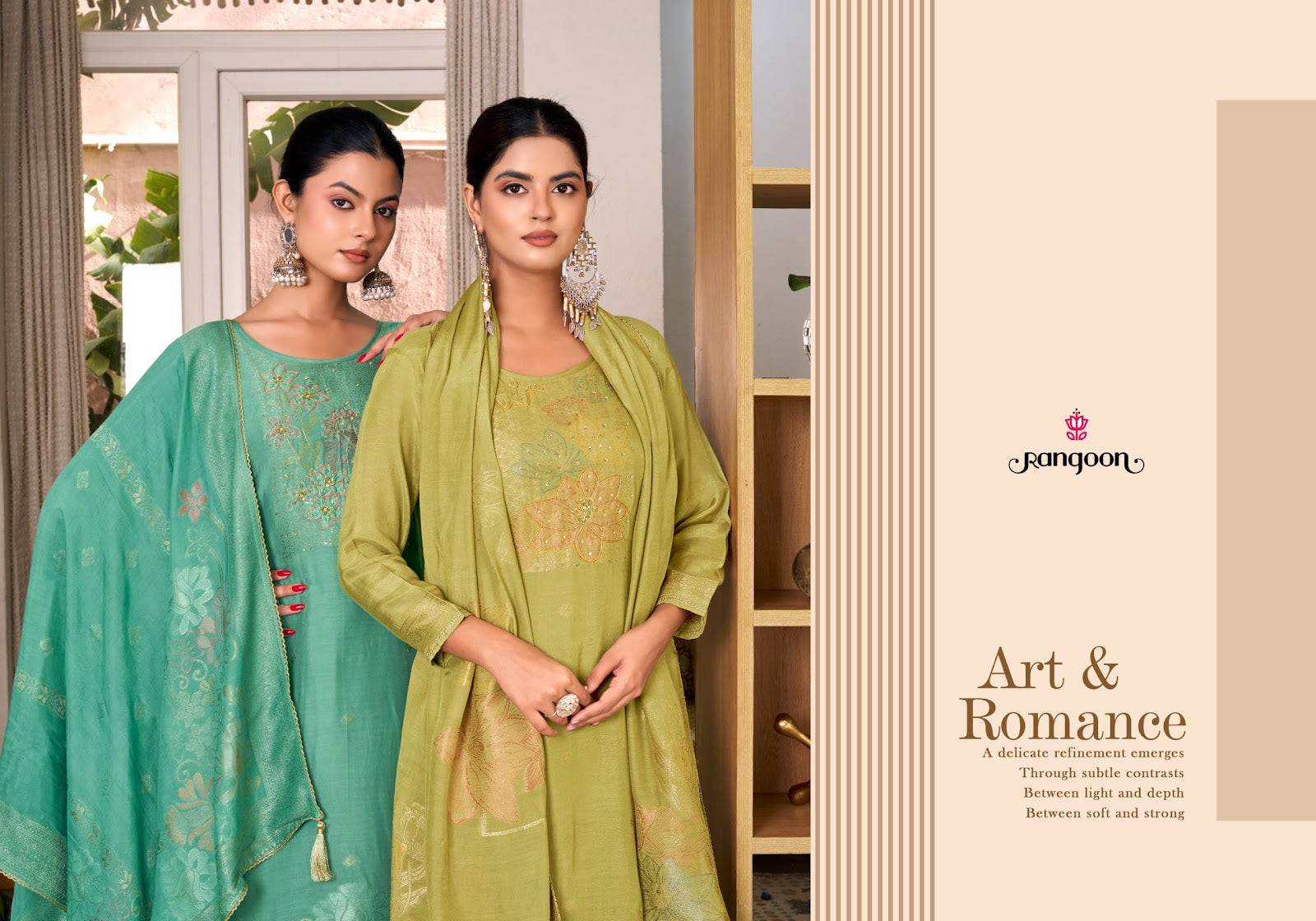 Srivali Rangoon Muslin Jacquard Readymade Pant Style Suits Wholesaler India