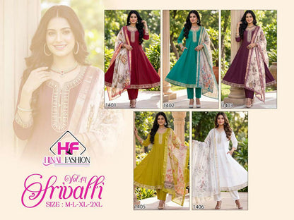 Srivalli Vol 14 Hinal Fashion Roman Silk Readymade Anarkali Suits Manufacturer Ahmedabad