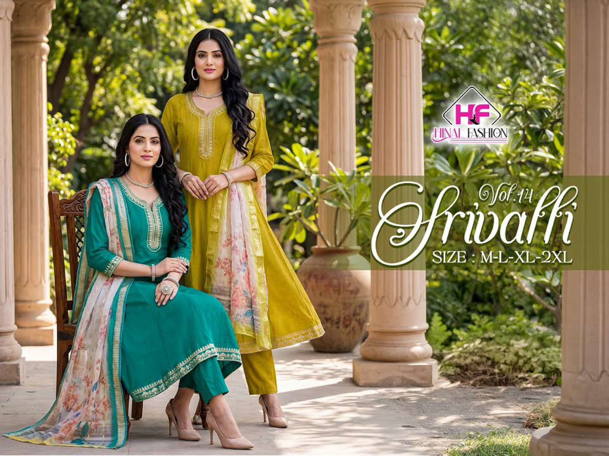 Srivalli Vol 14 Hinal Fashion Roman Silk Readymade Anarkali Suits Manufacturer Ahmedabad