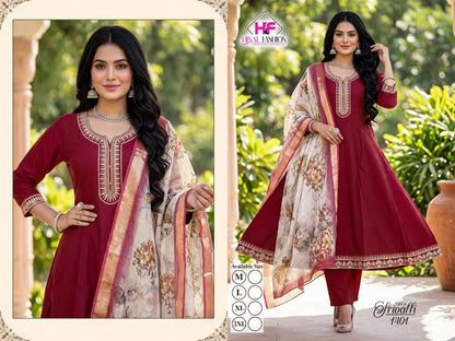 Srivalli Vol 14 Hinal Fashion Roman Silk Readymade Anarkali Suits Manufacturer Ahmedabad