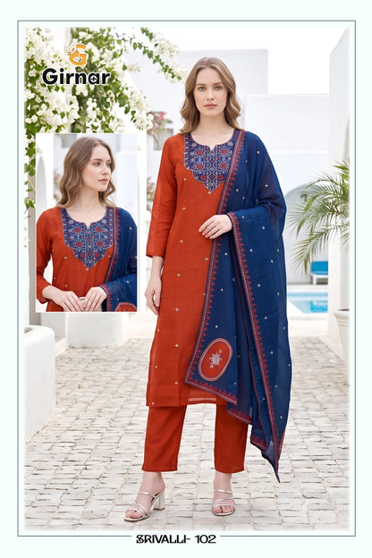 Srivalli Vol 1 Girnar Mal Chanderi Readymade Pant Style Suits Manufacturer Gujarat
