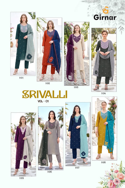 Srivalli Vol 1 Girnar Mal Chanderi Readymade Pant Style Suits Manufacturer Gujarat