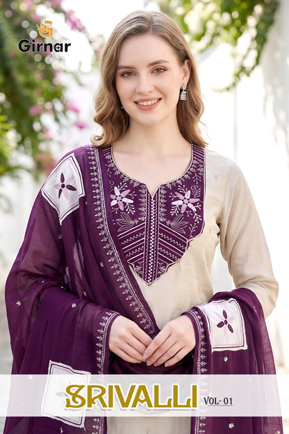 Srivalli Vol 1 Girnar Mal Chanderi Readymade Pant Style Suits Manufacturer Gujarat