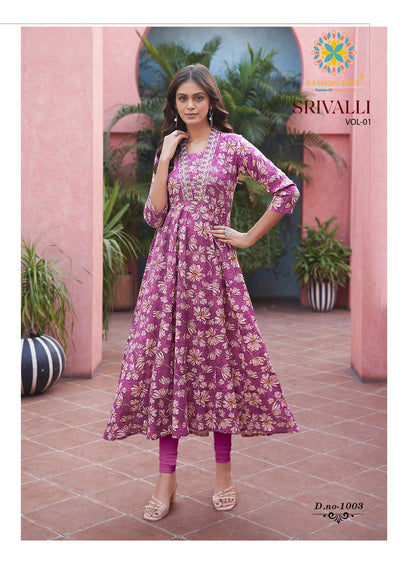 Srivalli Vol 1 Passion Tree Rayon Anarkali Kurtis Exporter India