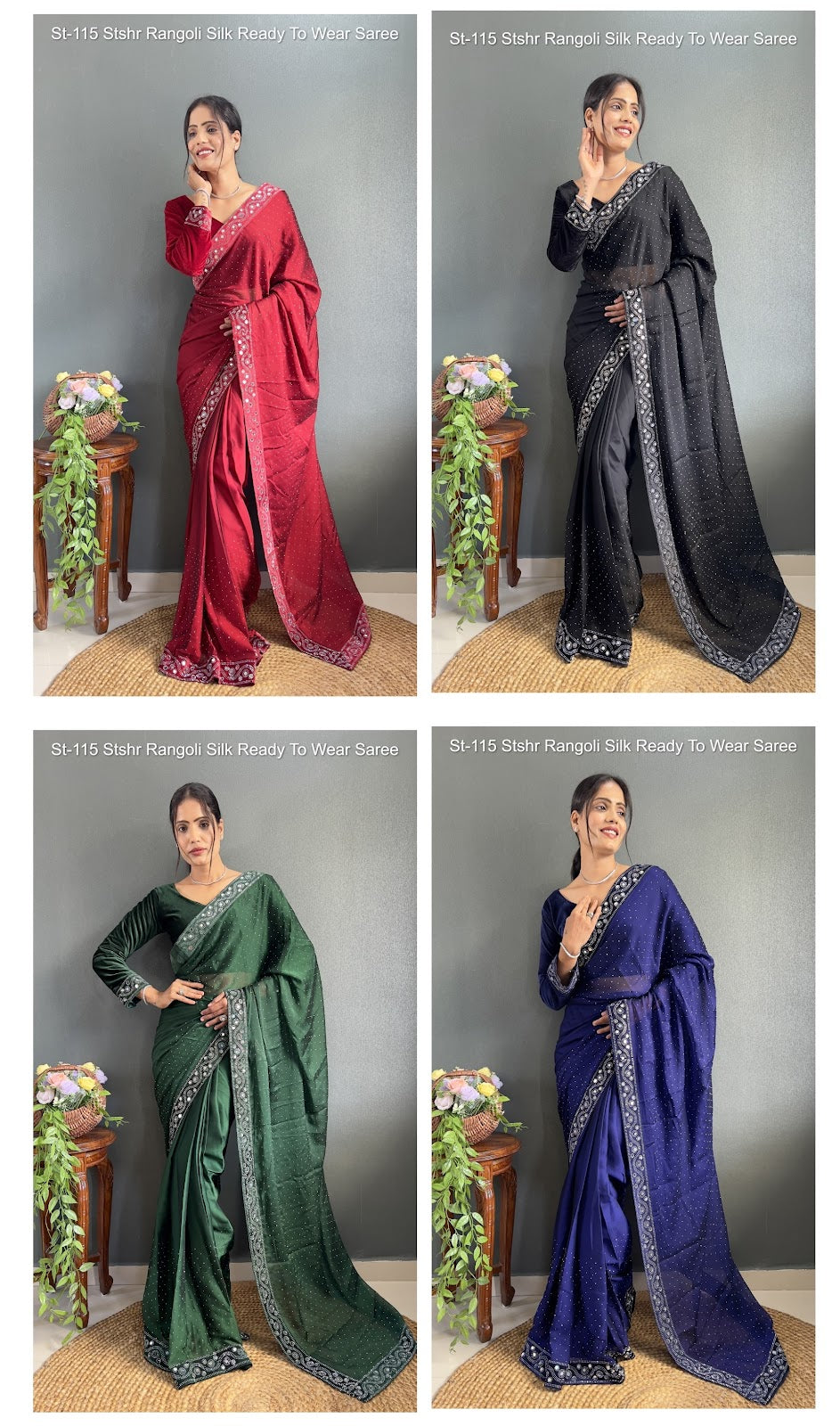 St-115 Stshr Rangoli Ready To Wear Saree Supplier Ahmedabad
